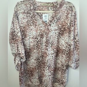 Liberty Love Brown and Cream Animal Print Blouse